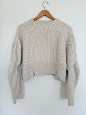 JNBY Ribbed Cropped wool Crewneck Sweater